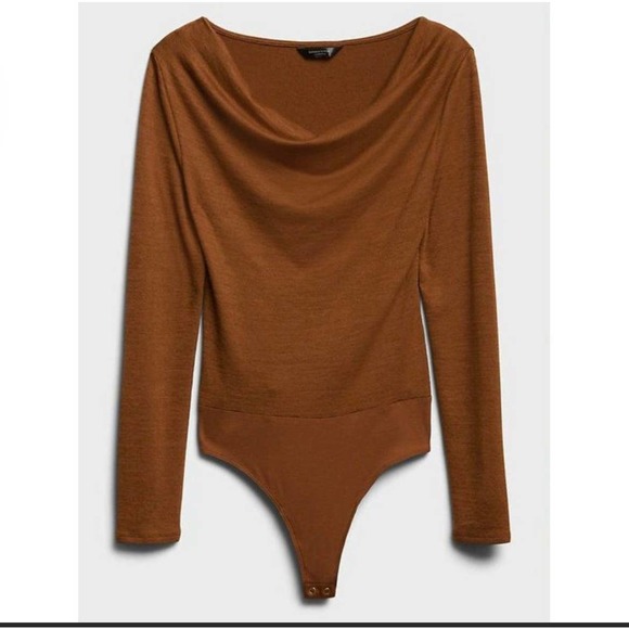 Banana Republic Tops - Banana Republic LuxeSpun Brown Cowl Neck Bodysuit NEW Medium